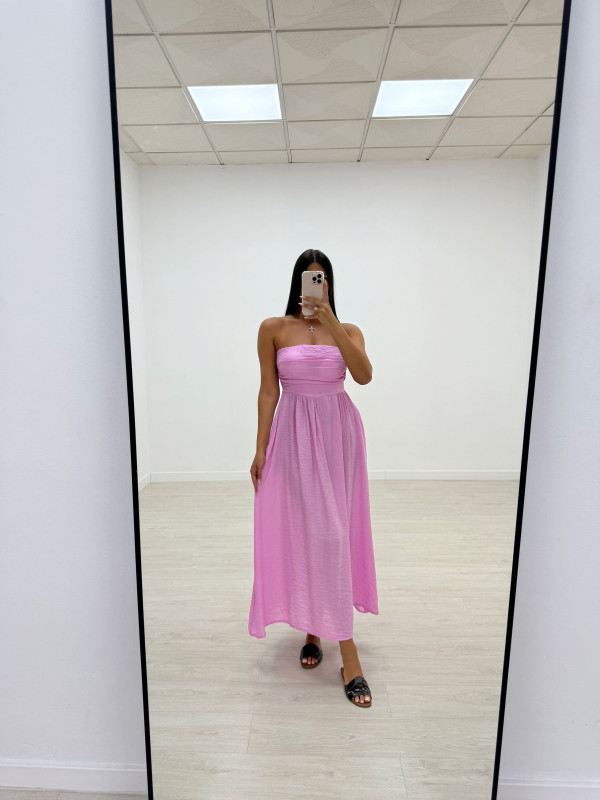 VESTIDO LARGO PALABRA DE HONOR ROSA